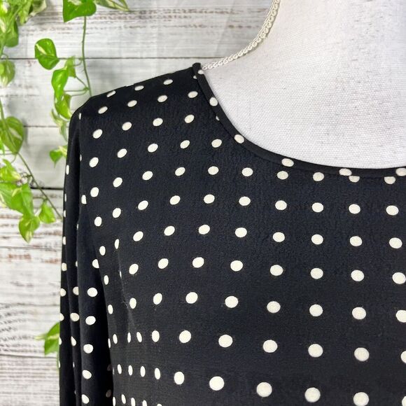 J Crew Blouse Top size 4 Black Ivory Polka Dots Modest Career Church Wedding - Picture 6 of 14